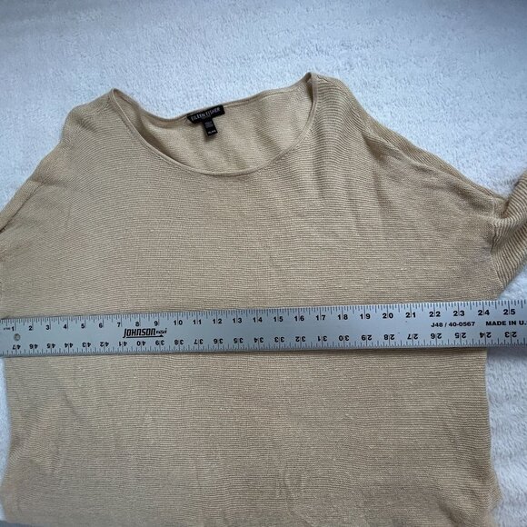 Eileen Fisher Petite Womens PL Organic Linen Sweater Beige Round-Neck Pullover - Picture 6 of 7